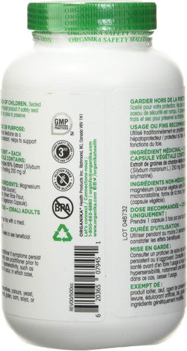 Organika Milk Thistle 250 Mg Bonus Size 220 Count- Liver Protectant From Silymarin Seed- 220Vcaps