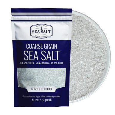Sea Salt Superstore her Sea Salt Coarse Grain her Salt Coarse Salt Replacement for Table Salt Non-Iodized & Natural Coarse Sea Salt for Grinder 5 oz Bag