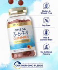 Carlyle Omega 3 6 7 9 Gummies | 120 Count | Vegan Plant Sourced Supplement | Peach Flavor
