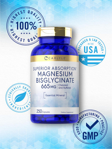 Buffered Magnesium Bisglycinate 665 Mg | 250 Capsules | Chelated Essential Mineral | Non-Gmo And Gluten Free Supplement