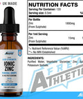 Ionic Zinc Liquid Drops - 60ml Glass Bottle - 120 Servings - High Strength 15mg - Boosts Metabolism & Supports Healthy Immune System