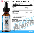 Ionic Zinc Liquid Drops - 60ml Glass Bottle - 120 Servings - High Strength 15mg - Boosts Metabolism & Supports Healthy Immune System