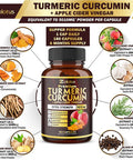 7 in 1 Premium Turmeric Curcumin + Apple Cinder Vinegar Capsules, Equivalent to 5010mg, 6 Month Supply with Ashwagandha, Ginger, Garlic Bulb, 95% Standardized Curcuminoids, Joint & Absorption Support