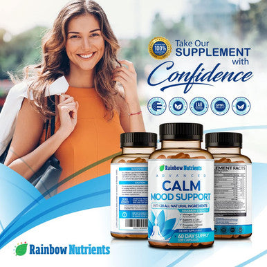 28 In 1 Calm Mood Support Supplement- Natural Happy Pills For Occasional Anxiousness & Stress, Worry Feelings, Relaxation, Mental Clarity Max Sleep & Mood Support For Women & Men120 Vegan Capsules