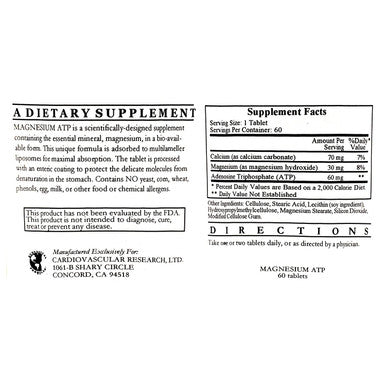 Liposomal Magnesium ATP (Mg30mg ATP60mg) 60 Tablets - 3 Pack - Ecological Formulas/Cardiovascular Research