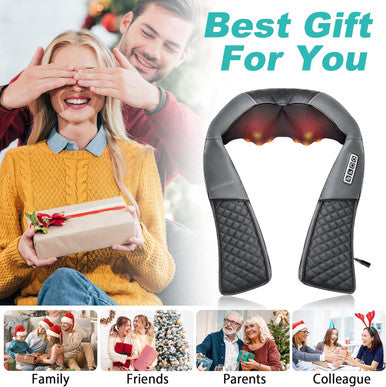 Medcursor Neck Massager, Portable Electric Shiatsu Back Massage Device With Heat, Deep Tissue 3D Kneading Pillow For Muscle Pain Relief (No Battery)
