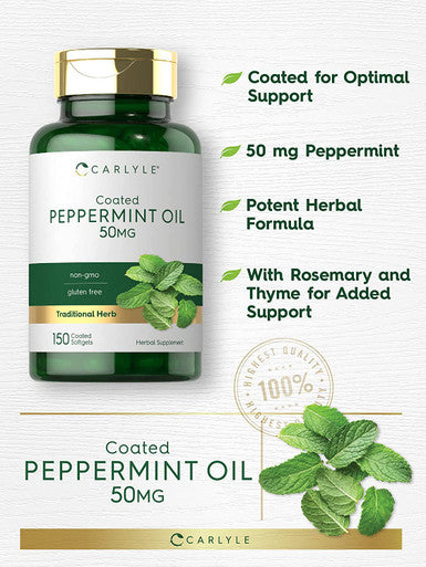Carlyle Peppermint Oil Softgels Capsules 50mg | 150 Count Supplement | with Rosemary and Thyme