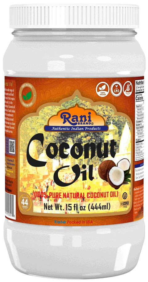 Rani Organic Extra Virgin Coconut Oil, Unrefined 15 fl oz (444ml) Cold Pressed, NON-GMO | Gluten Free | Kosher | Vegan | 100% Natural | Packed in USA | USDA Certified Organic