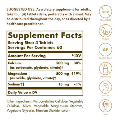 Solgar Chelated Calcium Magnesium 1:1, 240 Tablets