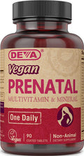 Deva Vegan Multivitamin & Mineral Prenatal - One Daily Whole Food Multivitamin, High in Vitamin B12 & Folic Acid, Calcium & Iron - 90 Coated Tablets, 1-Pack