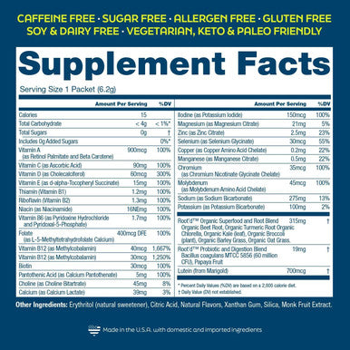 Root'D Multivitamin Powder With 3X Electrolytes For Men - 24 Vitamins & Minerals, 3X Electrolytes, 9 Organic Superfoods, Probiotics & Enzymes, Sugar-Multivitamin & Hydration 24 Packets