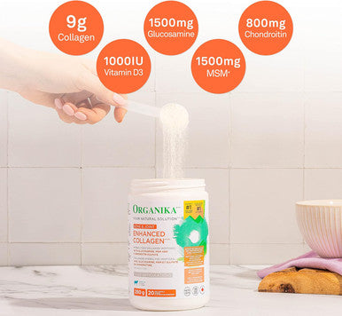 Organika Enhanced Collagen Bone And Joint Powder- With Glucosamine, Msm, Chondroitin Sulfate & Chicken Bone Broth Powder- Range And Vegetarian Fed Chickens- Keto Friendly