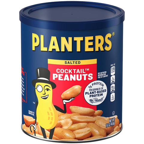 PLANTERS Lightly Salted Peanuts, Plant Based Protein Snacks, 16 Oz (1 Ct)