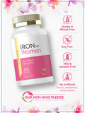 Iron Supplement for Women 45mg | 200 Tablets | Vegetarian, Non-GMO, Gluten Free, Slow Release Pills | by Carlyle