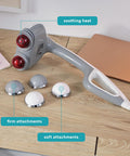 Homedics Back Massager - Heated Automatic Percussion Back, Body And Neck Massager With Duel Pivoting Heads, Interchangeable Nodes, For Shoulders, Legs And Feet, White