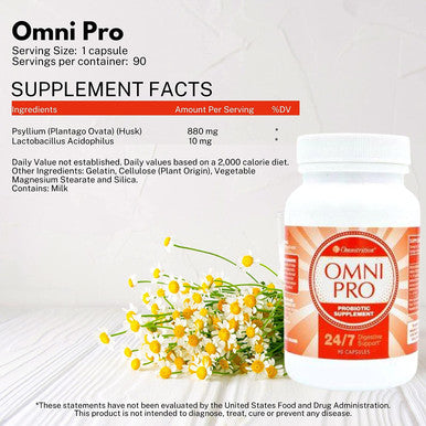 Omnitritions Omni Pro Probiotic Supplement 24/7 Digestive Support 90 Capsules