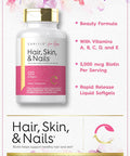 Carlyle Hair Skin and Nails Vitamin | 120 Softgels | Beauty Formula Supplement | with Biotin and Collagen | Non-GMO Gluten