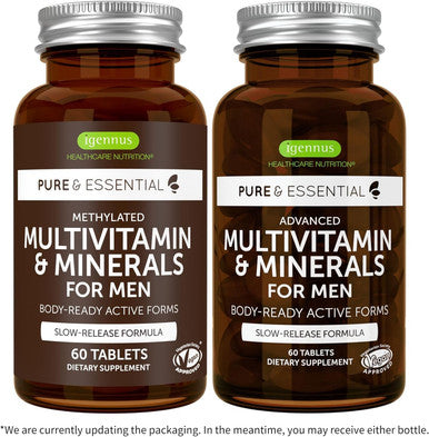 Methylated Men'S Multivitamin, Mthfr Supplement With Active B-Vitamins, High Strength 2 A Day Multivitamin For Sustained Release, Added Lycopene, Clean Label, Non-Gmo & Halal 60 Tablets, By Igennus