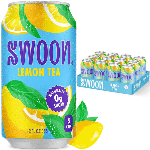 Swoon Peach Tea - Sugar Free, Low Carb, Paleo-Friendly, Gluten Free - Flavored Keto Drinks Made with Organic Black Tea & Sweetened by Monk Fruit and Stevia (Pack of 12)