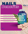 Hair Skin And Nails Vitamins - Collagen Pills For Hair Growth, Biotin 5000Mcg To Strengthen Nails And Glowing Skin, Hyaluronic Acid, Vitamin C, E, B6, Keratin Hair Treatment (60 Tablets)