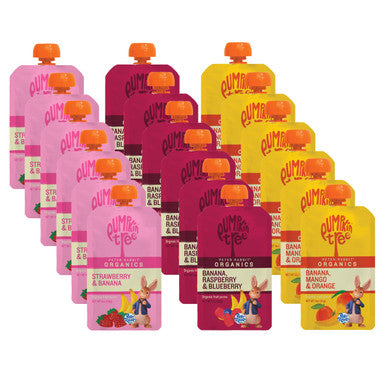 Pumpkin Tree Peter Rabbit Organics Organic Raspberry Banana And Blueberry 100% Pure Fruit 4 Oz Pack Of 10
