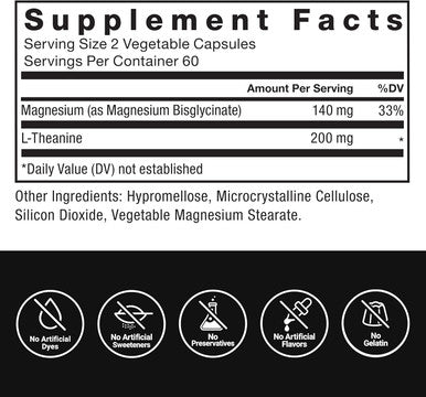Force Factor Magnesium + L-Theanine Magnesium Bisglycinate Supplement to Support Bones Muscles Nerves Relaxation and Mood Vegan No Gelatin Non-GMO 120 Vegetable Capsules