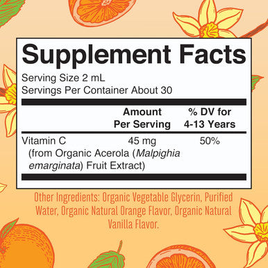 Maryruth Organics USDA Organic Kids Vitamin C Drops | Vegan Vitamin C Immune Support Supplement for Ages 4-13 | Immune Support & Overall Health | Vitamin C from Organic Acerola Fruit Extract | 2oz