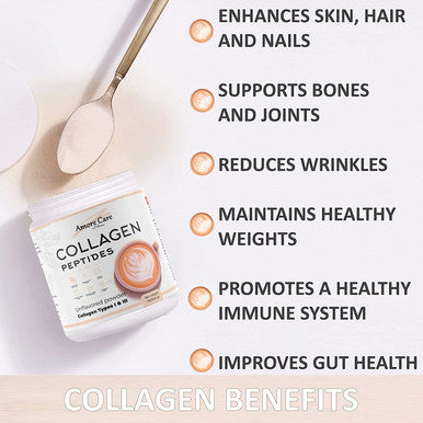 Collagen Peptides Powder Supplement Hydrolyzed Collagen Peptides for Skin Hair Nails Joints Easy to Mix NonGMO Dairy Gluten Unflavored 1 lb