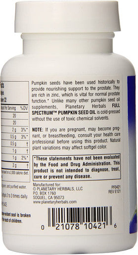 Planetary Herbals Full Spectrum Pumpkin Seed Oil Supplement, 45 Count