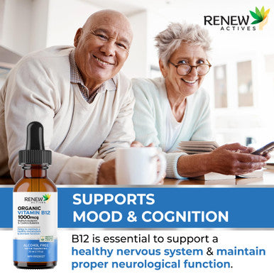 Renew Actives Premium B12 Liquid - Vegan Drops With Potent Complex For Healthy Skin, Nails, Hair, And Immune Functions - Revitalize Your Wellness - Liquid Extract Supplement 30Ml