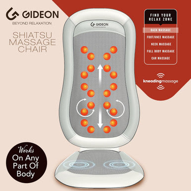 Gideon Shiatsu Back Shoulder And Neck Massager- Deep Tissue Kneading Therapeutic Chair Pad With Heat