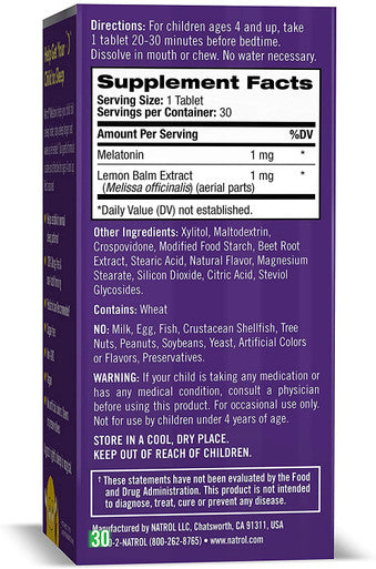 Natrol, Melatonin Kids 1Mg Fast Dissolve Tablets, 30 Count
