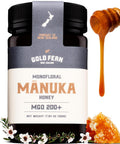 Gold Fern Honey - Raw New Zealand Manuka Honey | 1.1lb Monofloral MGO 200+ | Pure, Natural, Unpasteurized, and Unfiltered Superfood Honey, Traceable from Hive to Hand.