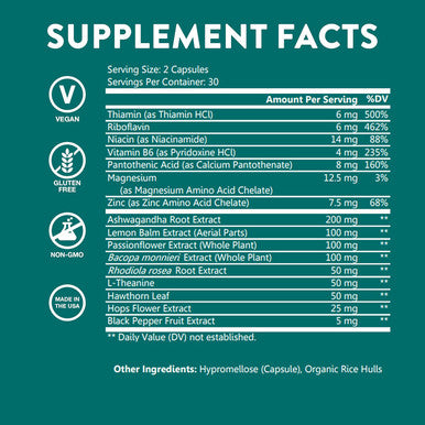 Wellpath Zen Stress Relief Supplement + Mood Support Calm, Stress & Energy Support Ashwagandha Root, Rhodiola Rosea, L-Theanine, Lemon Balm Herbal Capsules, 60 Ct