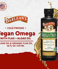 Barlean'S Vegan Omega Liquid Flax And Algae Oil Plant Based Epa Dha Supplement From Algal Oil And Organic Flaxseed Omegas 3 6 And 9 Fatty Acid Supplements 16 Ounces