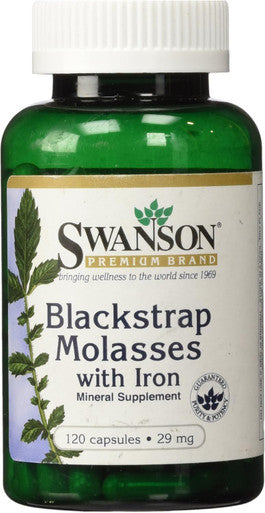 Swanson Blackstrap Molasses - Natural Iron Supplement Promoting Healthy Skin - Premium Wellness Formula - (120 Capsules 29mg Each)