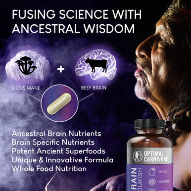 Lions Mane Mushroom Supplement Beef Brain Powerful Nootropics Brain Support Supplement Brain Supplements for Memory and Focus 180 Capsules by Optimal Carnivore