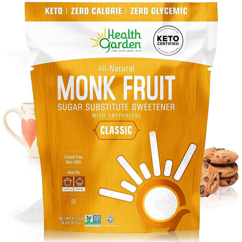 Health Garden Monk Fruit Sweetener, Golden, 15oz Bag ÃƒÂ¢Ã¢â€šÂ¬Ã¢â‚¬Å“ 1:1 Monk Fruit Sugar Substitute with Erythritol ÃƒÂ¢Ã¢â€šÂ¬Ã¢â‚¬Å“ Zero Calorie Monkfruit Sweetener Pure ÃƒÂ¢Ã¢â€šÂ¬Ã¢â‚¬Å“ Ideal for Baking, Keto Friendly, Non-GMO, Kosher