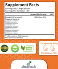 Aitnaturals Probiotic 10-100 Billion (60 veg Capsules) | Support Intestinal & Digestive Balance Ideal Immune System Bowel regularity function Promotes Healthy Skin Optimize mental Health | Non-GMO