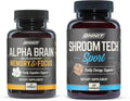 Onnit Premium Alpha Brain Bundle - Nootropic Brain Supplement (30 Count) for Focus Concentration & Memory + Shroom Tech Sport for Exercise Energy & Cardiovascular Performance (84 Count)
