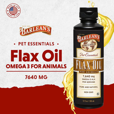 Barlean'S Flaxseed Oil For Animals Pet Essential Liquid Omega 3 Fatty Acids Cat And Dog Oil Supplements For Skin And Coat Omega 3 For Dogs Cats And Other Pets 12 Oz