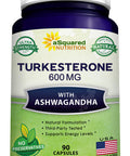 aSquared Nutrition Turkesterone 600mg with Ashwagan Supplement - 90 Capsules - Ajuga Turkestanica Extract Powder Std. to 10% Turkesterone - Complex Pills Alternative to Gummies & Liquid Drops