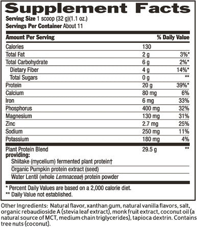 Biochem 100 Plant Protein Vanilla 12.4 oz 20g Vegan Protein Complete Amino Acid Profile KetoFriendly Calcium Iron NonGMO Meal Replacement No Added Sugar