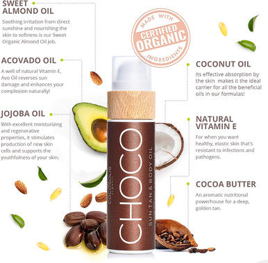 COCOSOLIS Choco Tan Accelerator with Vitamin E, Bio Oil Body Lotion for Natural Tan (110 ml)