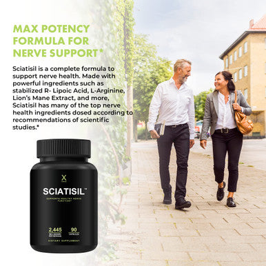 HUMANX Sciatica Focused Formula - Nerve Support Supplement with Stabilized R-Lipoic for Extra Strength - Vitamins Promoting Healthy Back, Hips, Leg, Feet - Neuropathy Supplements - Sciatisil