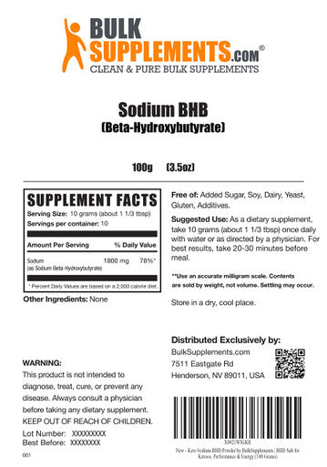 BulkSupplements BHB Powder - BHB Exogenous Ketones Powder - Keto Supplements - BHB Salts Powder - Keto BHB Supplement - Beta Hydroxybutyrate Powder (100 Grams - 3.5 oz)