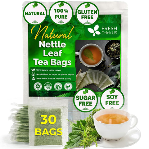FreshDrinkUS, Premium 75 Mulberry Leaf Tea Bags, 100% Natural & Pure from Mulberry Leaves. Loose Leaf Herbal Tea. Made with Natural Material Tea Bags. No Sugar, No Caffeine, No Gluten, Vegan.