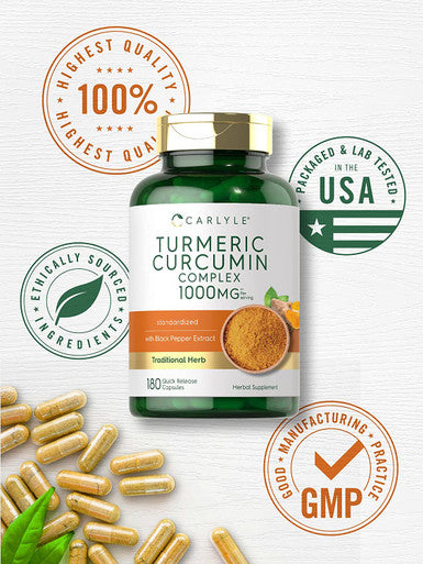 Carlyle Turmeric Curcumin With Black Pepper 1000Mg | 180 Capsules | Turmeric Complex Supplement | Non-Gmo, Gluten Free