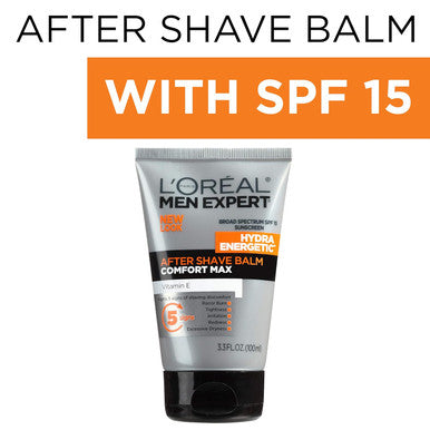 L'Oreal Paris Skincare Men Expert Hydra Energetic Aftershave Balm For Men With Vitamin E 3.3 Fl Oz.