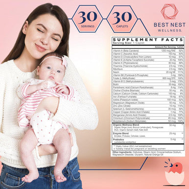 Best Nest Wellness Mama Bird Postnatal Vitamins for Breastfeeding and Postpartum Whole Food Organic Blend Methylated Vitamins Vegan Once Daily 30 Ct